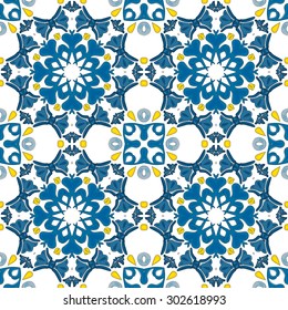 Seamless pattern illustration in traditional style - like Portuguese tiles