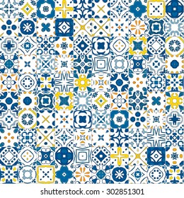 Seamless pattern illustration in traditional style - like Portuguese tiles