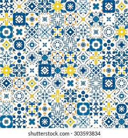 Seamless pattern illustration in traditional style - like Portuguese tiles