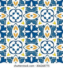 Seamless pattern illustration in traditional style - like Portuguese tiles