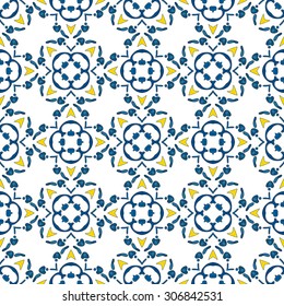 Seamless pattern illustration in traditional style - like Portuguese tiles