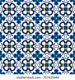 Seamless pattern illustration in traditional style - like Portuguese tiles