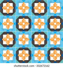 Seamless pattern illustration in traditional style - inspired by Portuguese tiles