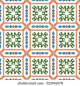 Seamless pattern illustration in traditional style - inspired by Portuguese tiles