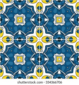 Seamless pattern illustration in traditional style - like Portuguese tiles