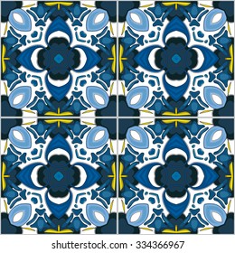 Seamless pattern illustration in traditional style - like Portuguese tiles
