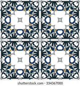 Seamless pattern illustration in traditional style - like Portuguese tiles
