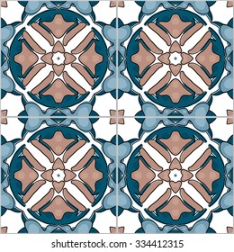 Seamless pattern illustration in traditional style - like Portuguese tiles