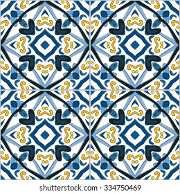 Seamless pattern illustration in traditional style - like Portuguese tiles