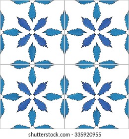 Seamless pattern illustration in traditional style - inspired by Portuguese tiles