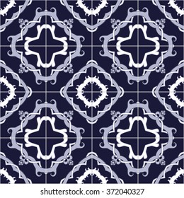 Seamless pattern illustration in traditional style - inspired by Portuguese tiles
