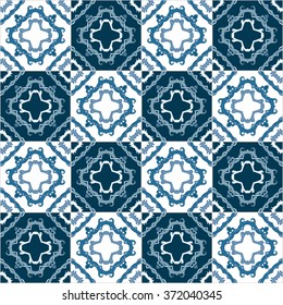 Seamless pattern illustration in traditional style - inspired by Portuguese tiles