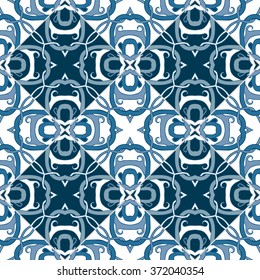 Seamless pattern illustration in traditional style - inspired by Portuguese tiles