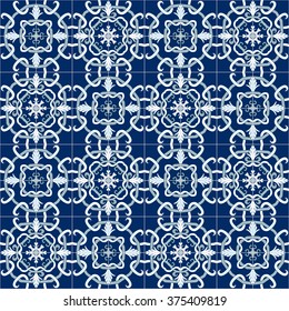 Seamless pattern illustration in traditional style - inspired by Portuguese tiles