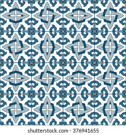 Seamless pattern illustration in traditional style - like Portuguese tiles 