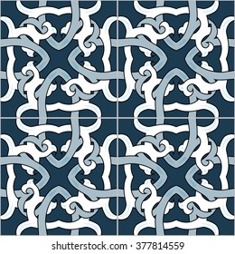 Seamless pattern illustration in traditional style - inspired by Portuguese tiles