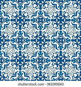 Seamless pattern illustration in traditional style - like Portuguese tiles