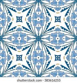 Seamless pattern illustration in traditional style - like Portuguese tiles 