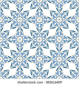 Seamless pattern illustration in traditional style - like Portuguese tiles 