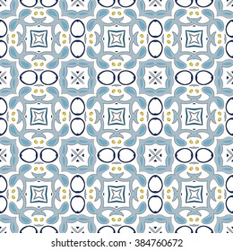 Seamless pattern illustration in traditional style - like Portuguese tiles 