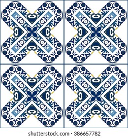 Seamless pattern illustration in traditional style - like Portuguese tiles