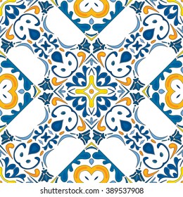 Seamless pattern illustration in traditional style - like Portuguese tiles