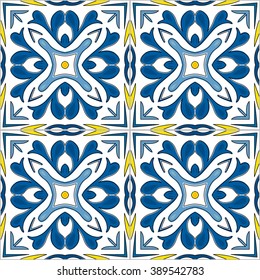 Seamless pattern illustration in traditional style - like Portuguese tiles