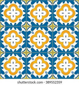 Seamless pattern illustration in traditional style - like Portuguese tiles