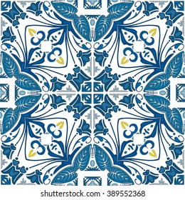 Seamless pattern illustration in traditional style - like Portuguese tiles
