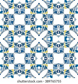 Seamless pattern illustration in traditional style - like Portuguese tiles