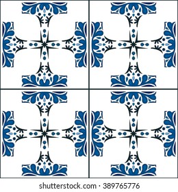 Seamless pattern illustration in traditional style - like Portuguese tiles
