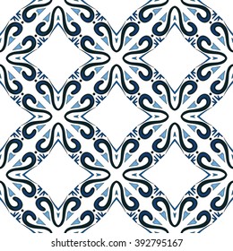 Seamless pattern illustration in traditional style - like Portuguese tiles