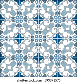 Seamless pattern illustration in traditional style - like Portuguese tiles