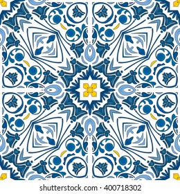 Seamless pattern illustration in traditional style - like Portuguese tiles
