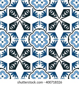 Seamless pattern illustration in traditional style - like Portuguese tiles