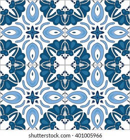 Seamless pattern illustration in traditional style - like Portuguese tiles