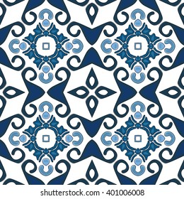 Seamless pattern illustration in traditional style - like Portuguese tiles