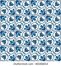 Seamless pattern illustration in traditional style - like Portuguese tiles