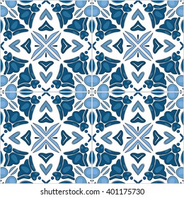 Seamless pattern illustration in traditional style - like Portuguese tiles