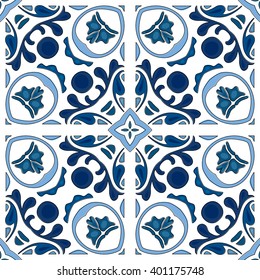 Seamless pattern illustration in traditional style - like Portuguese tiles