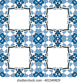 Seamless pattern illustration in traditional style - like Portuguese tiles