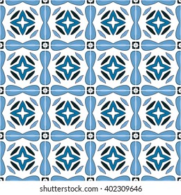 Seamless pattern illustration in traditional style - like Portuguese tiles
