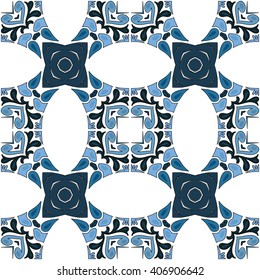 Seamless pattern illustration in traditional style - like Portuguese tiles