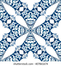 Seamless pattern illustration in traditional style - like Portuguese tiles