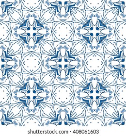 Seamless pattern illustration in traditional style - like Portuguese tiles