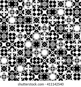 Seamless pattern illustration in traditional style - like Portuguese tiles in black and white