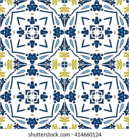 Seamless pattern illustration in traditional style - like Portuguese tiles