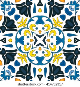 Seamless pattern illustration in traditional style - like Portuguese tiles