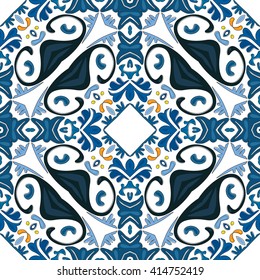 Seamless pattern illustration in traditional style - like Portuguese tiles