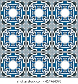 Seamless pattern illustration in traditional style - like Portuguese tiles
